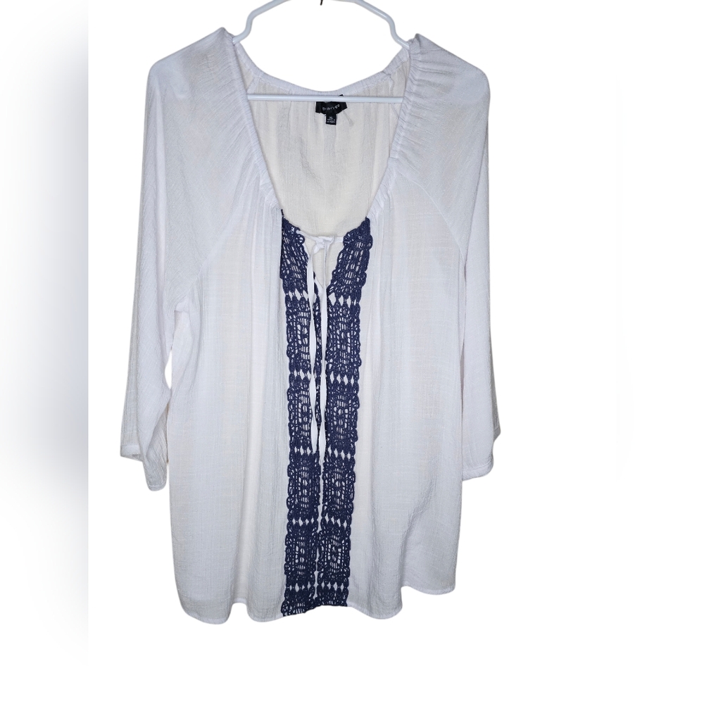 Spence women's white/blue 3/4 sleeves high-low hemm top size XL